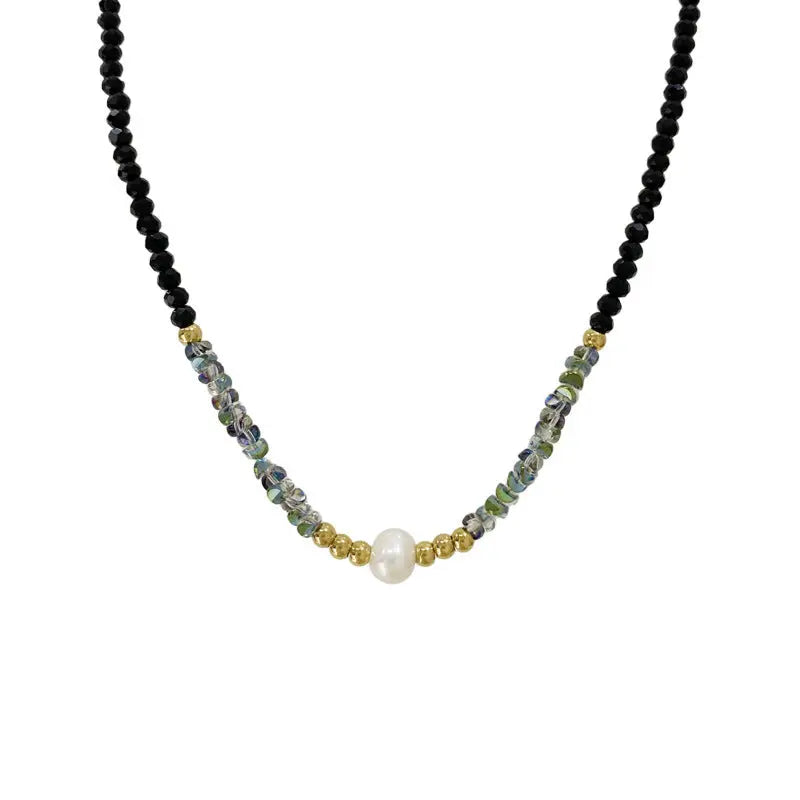 Women’s Pearl Necklace Summer Natural Stone Crystal String Beads Clavicle Chain - electronic accessories