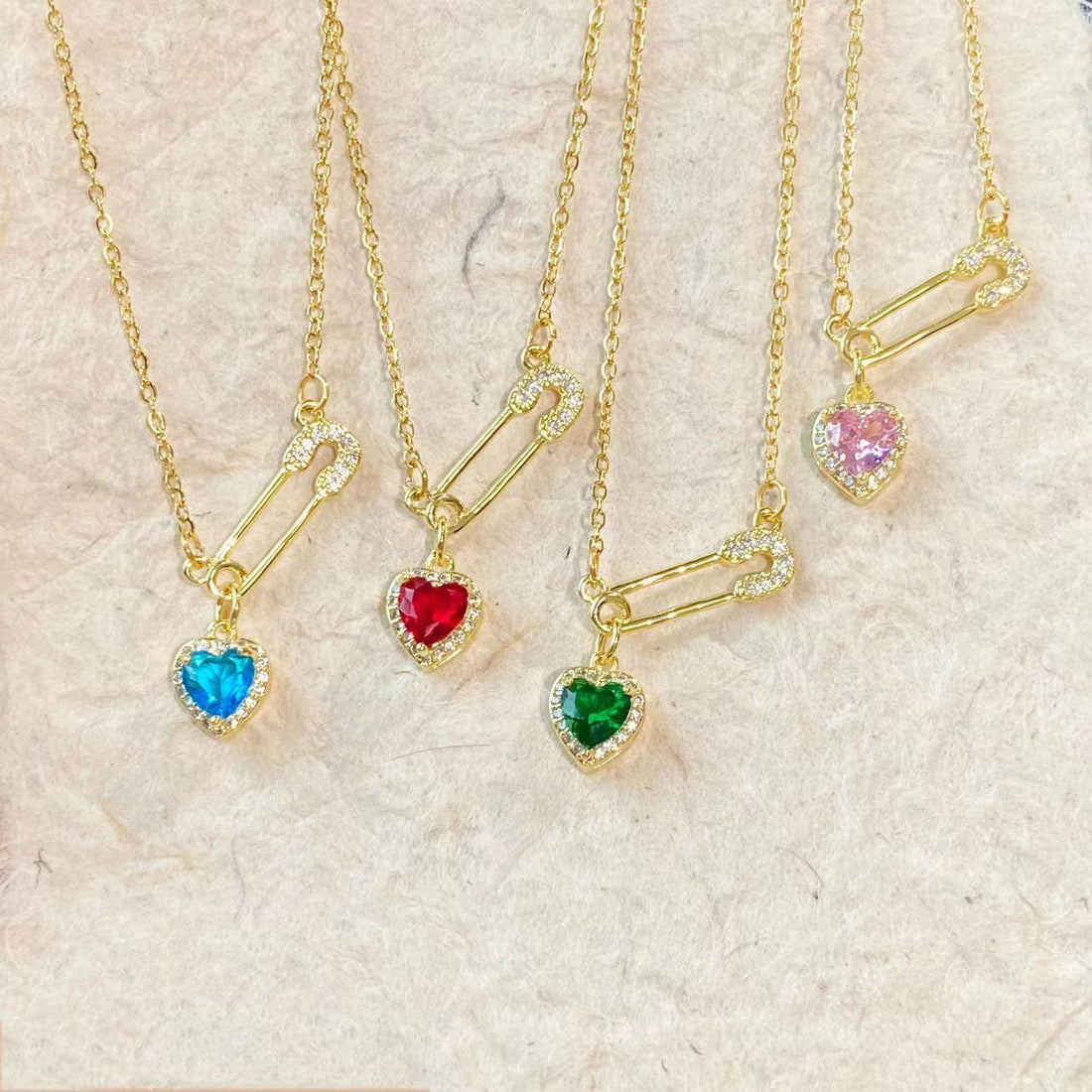 Women’s Personalized Pin Pink Heart-shaped Light Luxury Necklace - electronic accessories