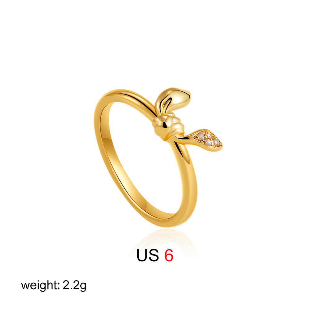 Women’s Personalized Zircon Knotted Bow Ring - 6 - electronic accessories