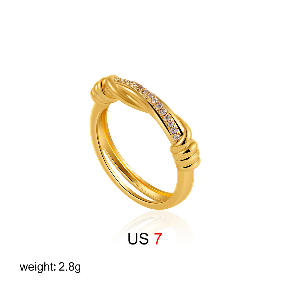 Women’s Personalized Zircon Knotted Bow Ring - 7 - electronic accessories