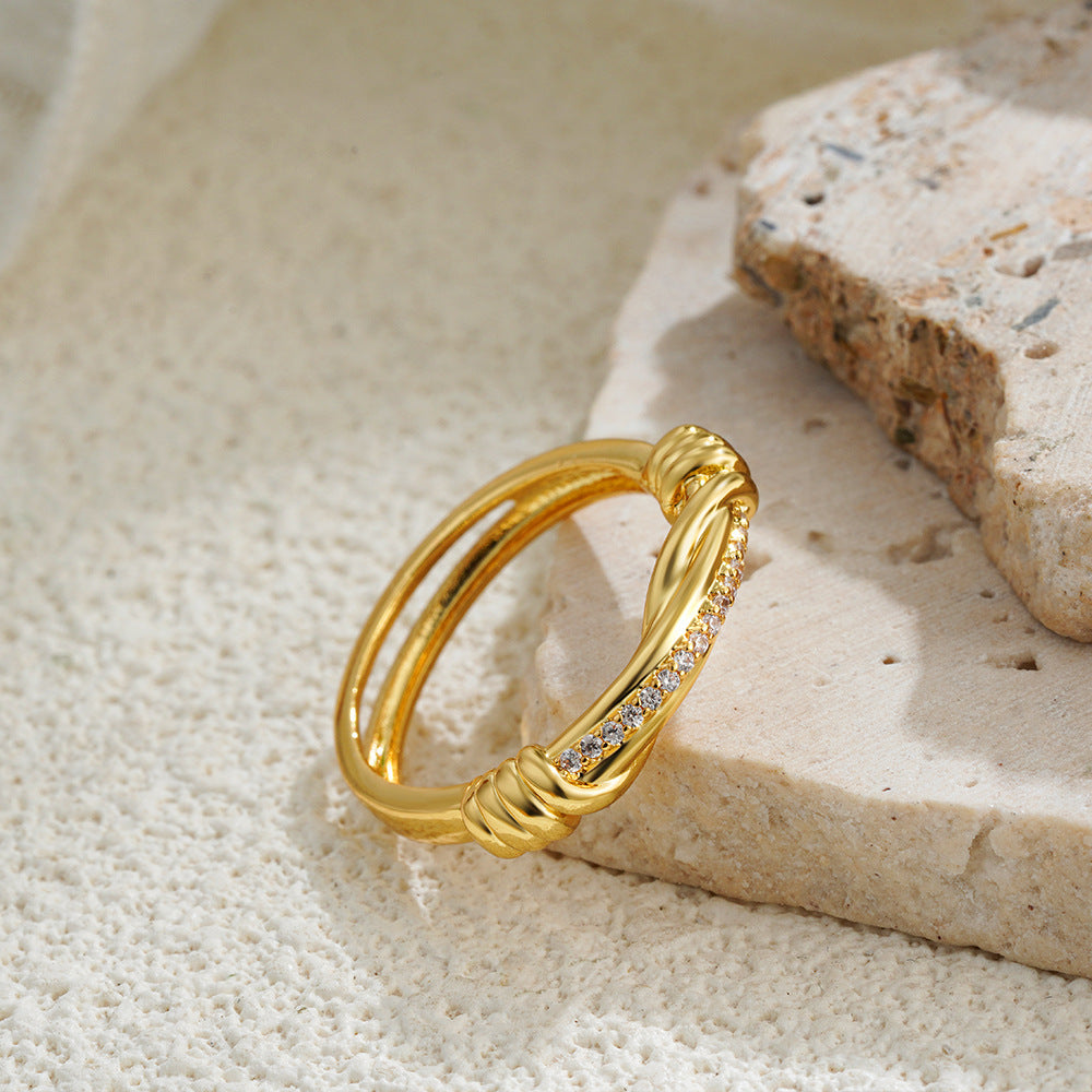 Women’s Personalized Zircon Knotted Bow Ring - electronic accessories