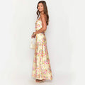 Women’s Print Chest-wrapped Floral Slit Skirt - Other