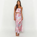 Women’s Print Chest-wrapped Floral Slit Skirt - Other