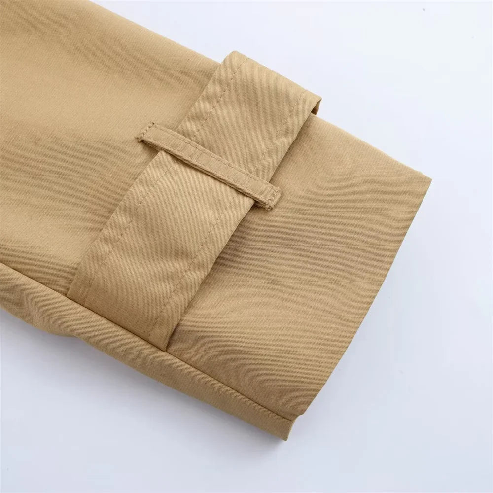 Women’s Retro Double Breasted Printed Thin Scarf Short Windbreaker