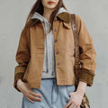 Women's Retro Khaki Corduroy Collar Barn Jacket