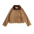 Women's Retro Khaki Corduroy Collar Barn Jacket