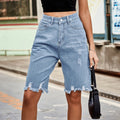 Women’s Ripped Bermuda Denim Shorts
