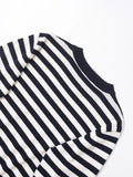 Women’s Round Neck Long Sleeve Striped Casual Loose Knitted Sweater