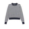 Women’s Round Neck Long Sleeve Striped Casual Loose Knitted Sweater - MULTI / M