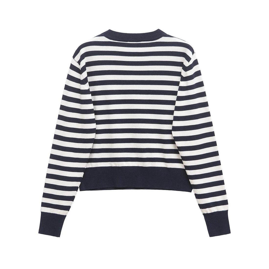 Women’s Round Neck Long Sleeve Striped Casual Loose Knitted Sweater
