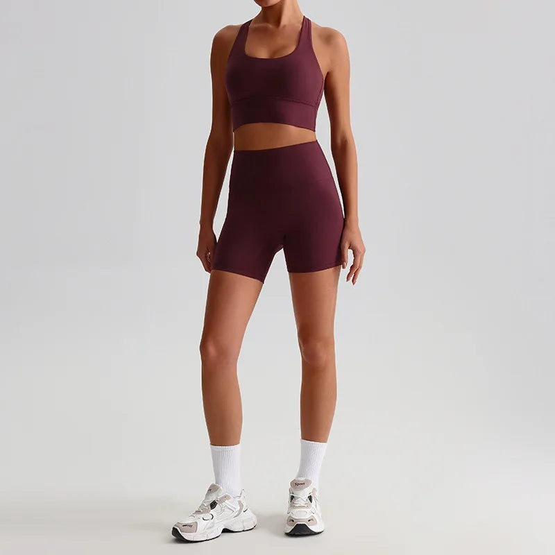 Women’s Seamless Yoga Set - Quick-Dry Naked Feel Backless Bra Booty-Lifting Shorts