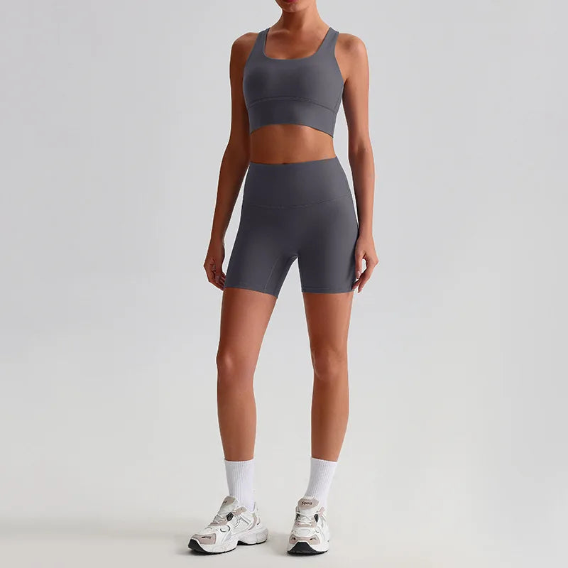 Women’s Seamless Yoga Set - Quick-Dry Naked Feel Backless Bra Booty-Lifting Shorts