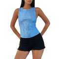 Women’s Sequin Glitter Tank Top - Blue / S