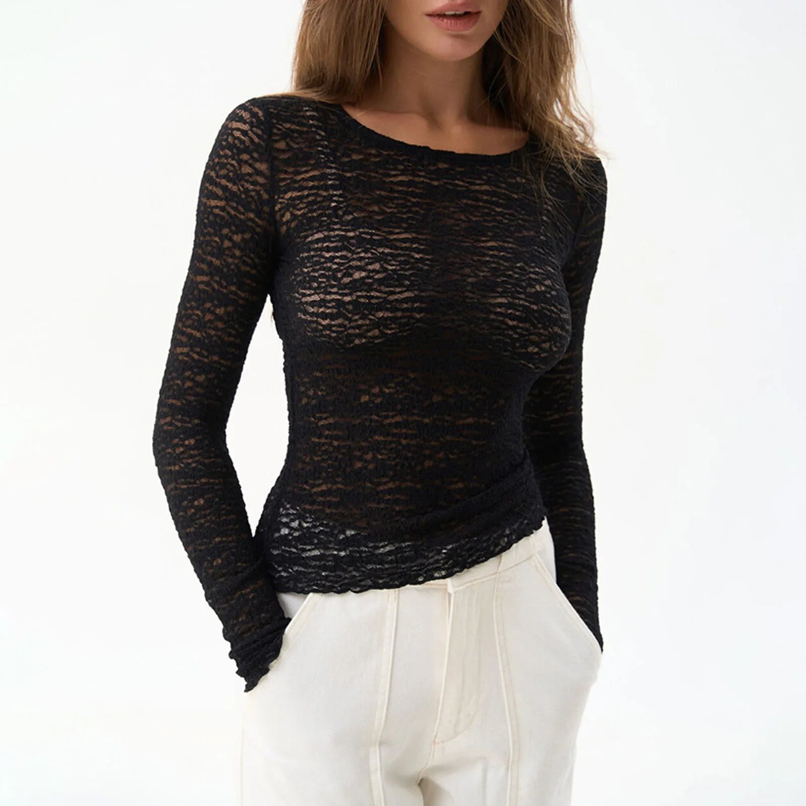 Womens Sheer Lace Top