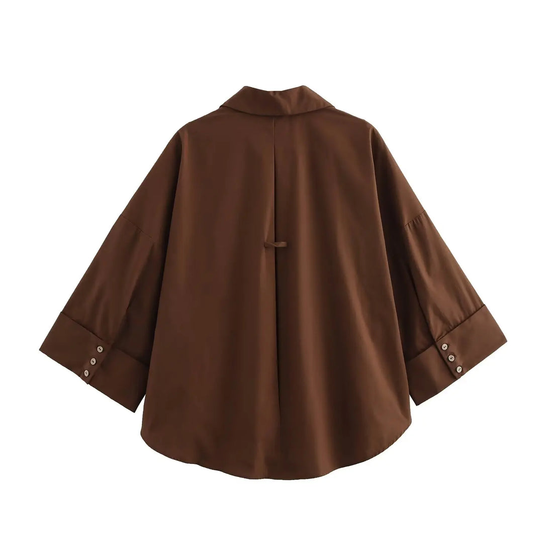 Women’s Shirt Simple Wide Sleeve Comfortable Long - brown / L