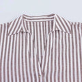 Women's Shirt With a Collar and Wide Sleeves Simple Stripes Single Breasted Shirt