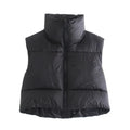 Women’s Short Cotton Down Vest Stand-up Collar - M / Black - Other
