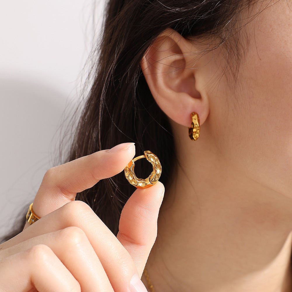 Women’s Simple All-match Retro Irregular Circles Metal Earrings - EH873G Gold - electronic accessories