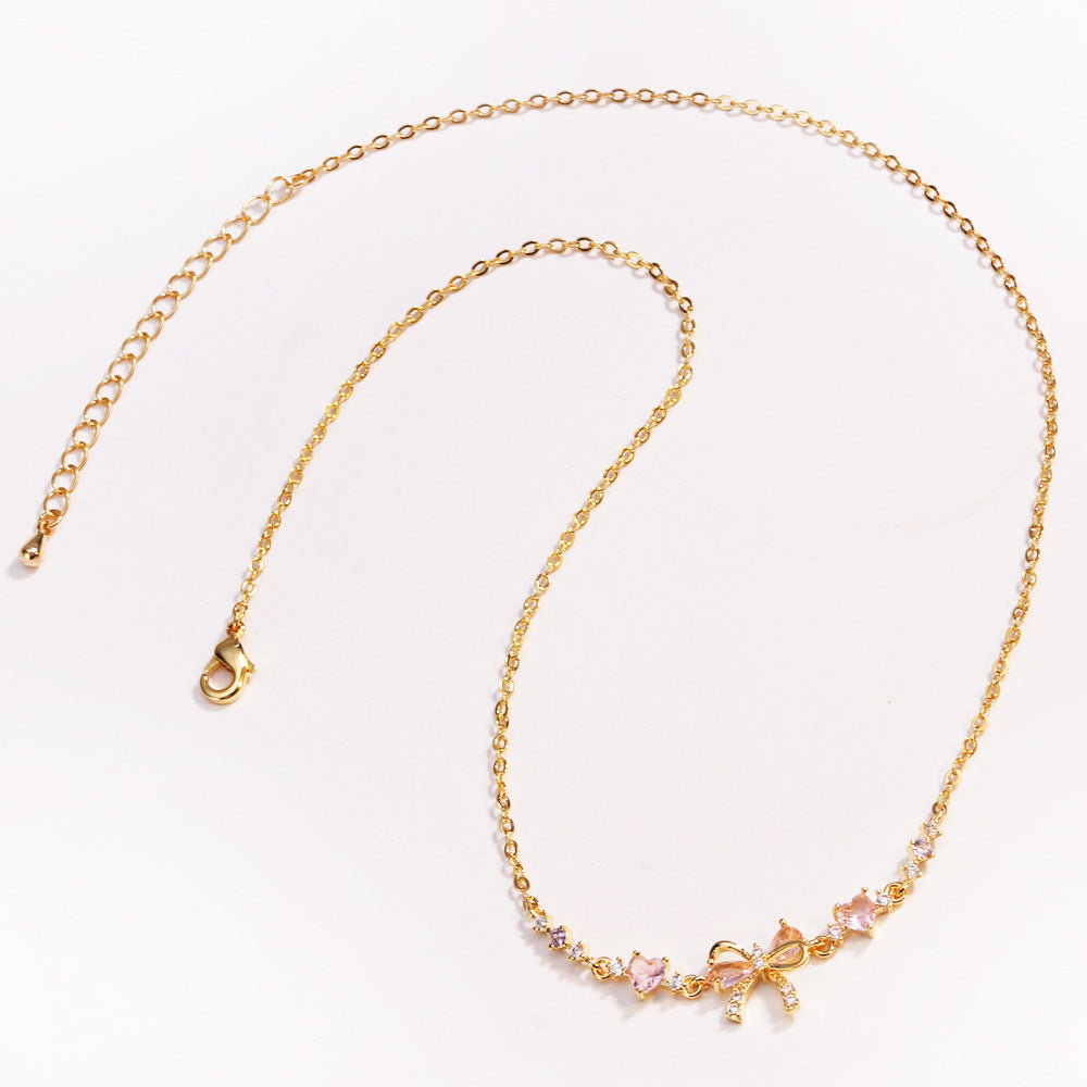 Women’s Simple Fashion Personality Bow Necklace - Gold - electronic accessories