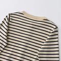 Women’s Simple Round Neck Long sleeved Striped Fine Knitted Cardigan