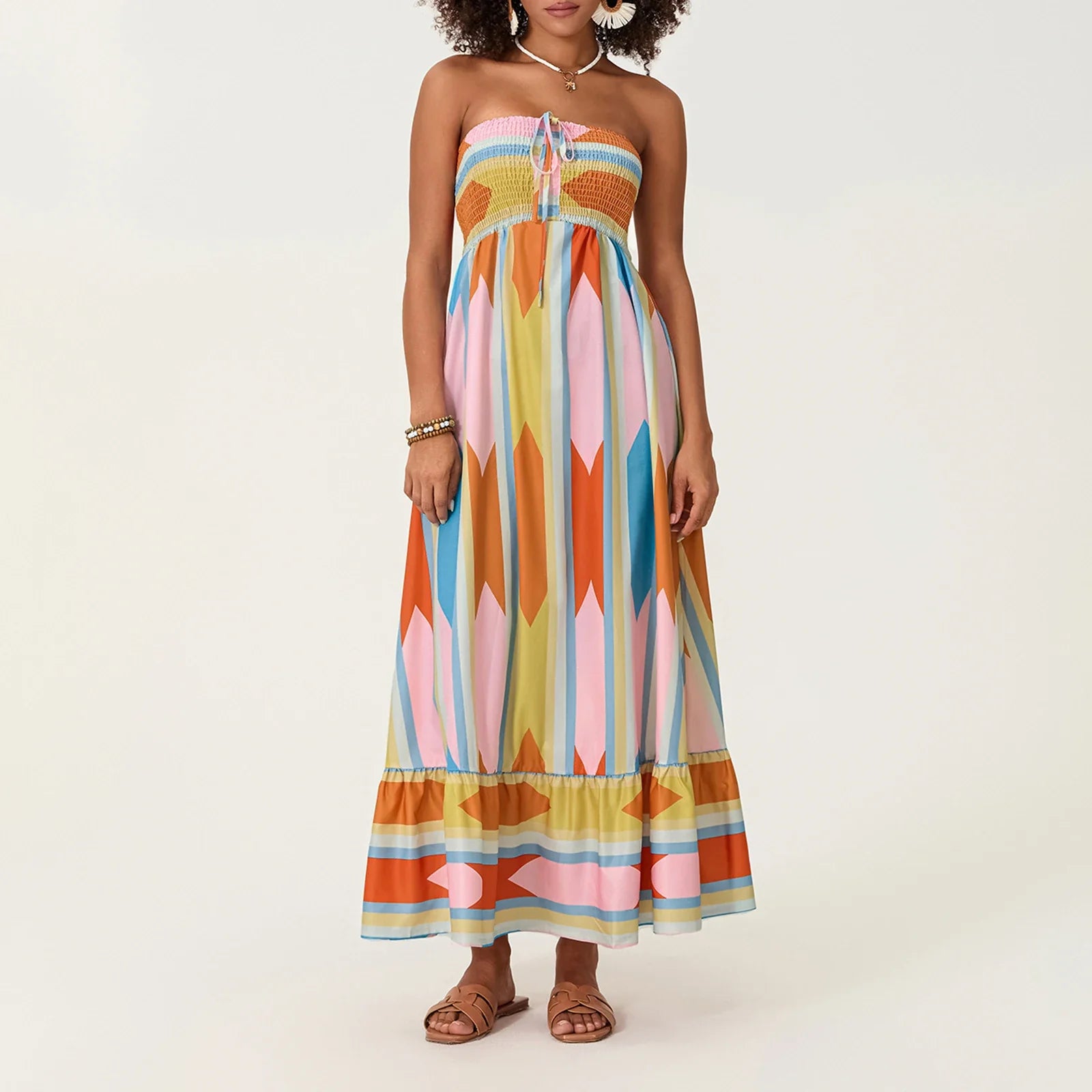 Women’s Sleeveless Strapless Long Dress Bohemian