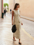 Women’s Sleeveless Vest High Waisted Skirt 2-Piece Set