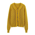 Women’s Slim Fit Knitted Cardigan V-neck Long Sleeve - Yellow cardigan / M