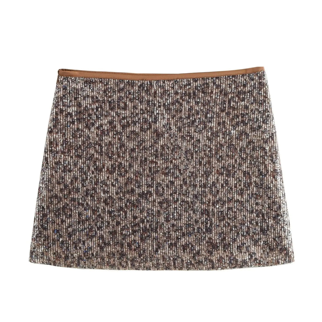 Women's Slim Fit Sequin Inlaid High Waisted Mini Skirt