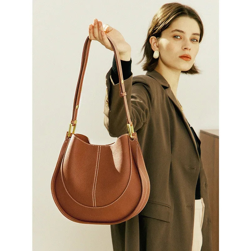Women’s Soft Leather Niche Crossbody Bag - Caramel (in stock)