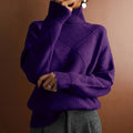 Women’s Solid Color Loose Pullover Knitted Sweater - Bright violet / XXL