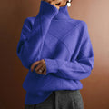 Women’s Solid Color Loose Pullover Knitted Sweater - Light Blue / M