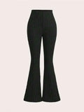 Women's Solid Color Ribbed Flared Leggings