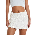Women’s Solid Color Sparkle Sequin Skirt - WHITE / XL