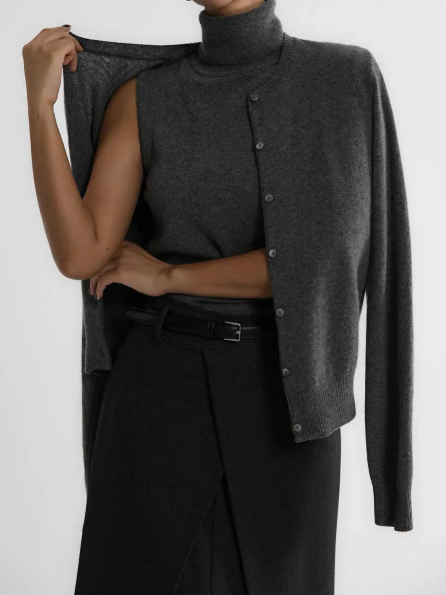 Women’s Solid Sweater Cardigan Long Sleeve - Dark Gray Suit / M