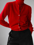 Women’s Solid Sweater Cardigan Long Sleeve - Red / M