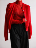 Women’s Solid Sweater Cardigan Long Sleeve - Red Suit / S