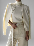 Women’s Solid Sweater Cardigan Long Sleeve - White Suit / M