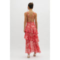 Women’s Spaghetti-strap Floral Print Backless Multi-layer V-neck Dress - Other