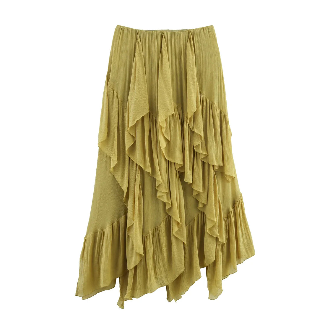 Women’s Splicing Irregular Versatile Solid Color Temperament Half Skirt - Olive green / M
