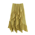 Women’s Splicing Irregular Versatile Solid Color Temperament Half Skirt - Olive green / M