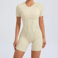 Women’s Sports Bodysuit Kit Yoga Fitness Jumpsuit - Beige 3 / L