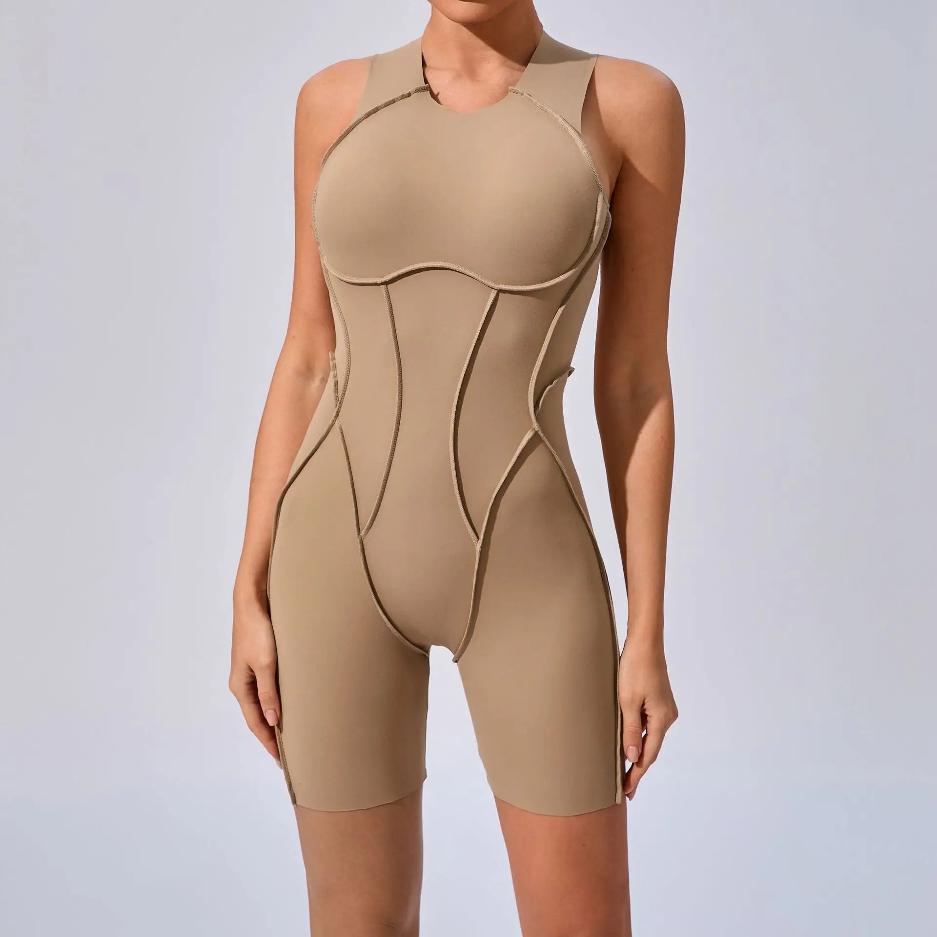 Women’s Sports Bodysuit Kit Yoga Fitness Jumpsuit - Soil brown 5 / L