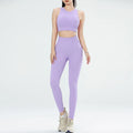 Women’s Sports Fitness Suit Yoga Running Shock Bra Underwear Slim Leg Lift Hip Tight - Purple / S