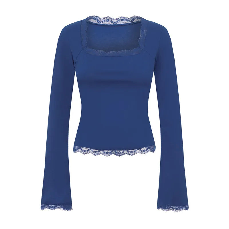 Women’s Spring Lace Trim Tee Shirt Blouses