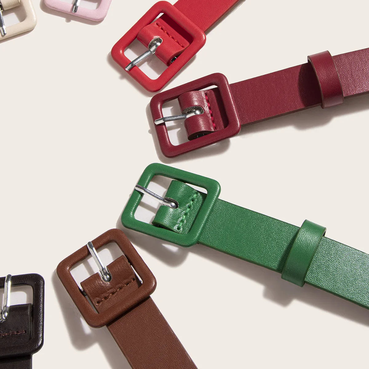 Women’s Square Buckle Belt PU Leather