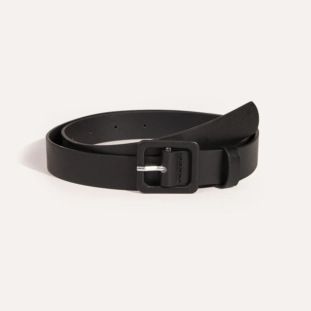 Women’s Square Buckle Belt PU Leather - black / 100cm
