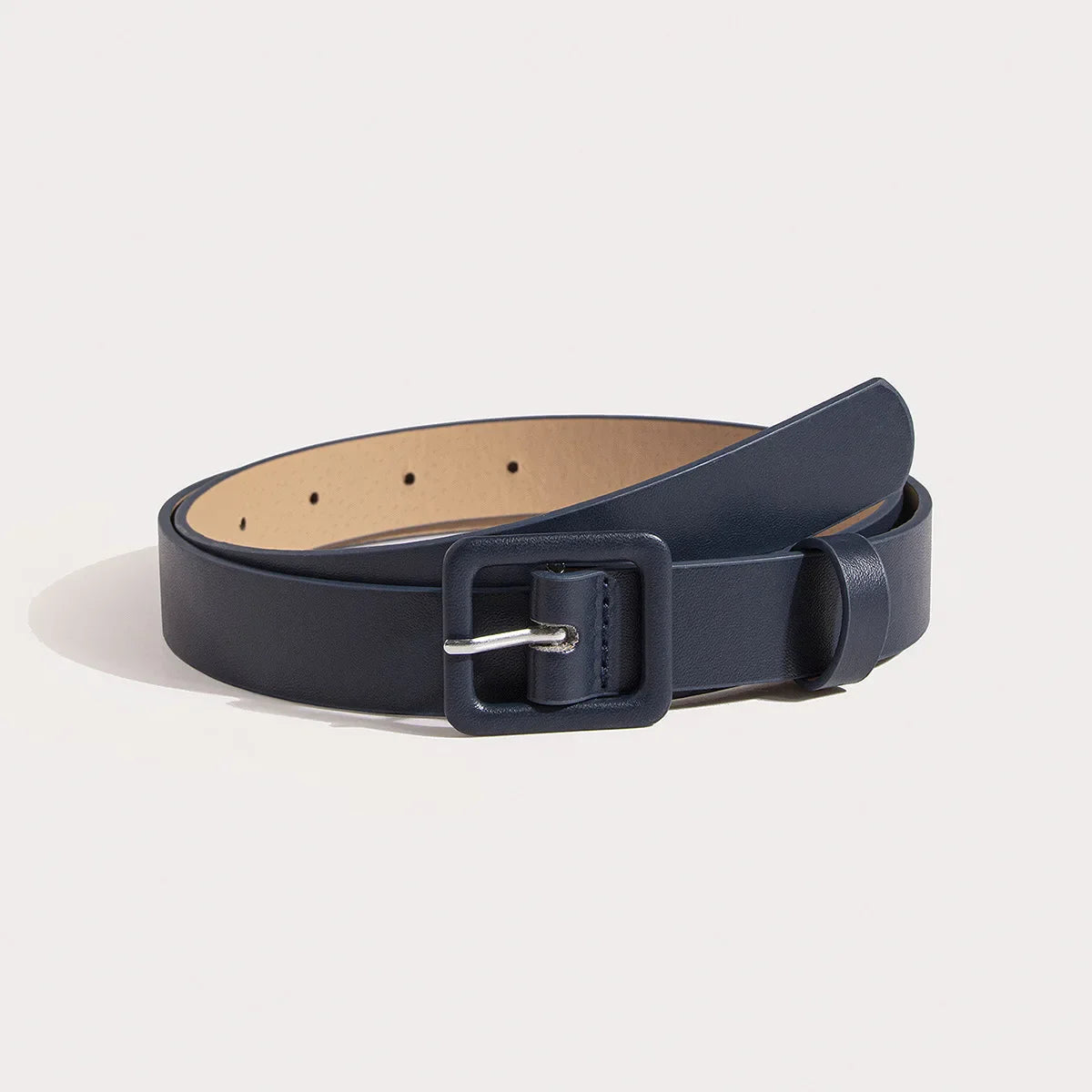Women’s Square Buckle Belt PU Leather - blue / 100cm