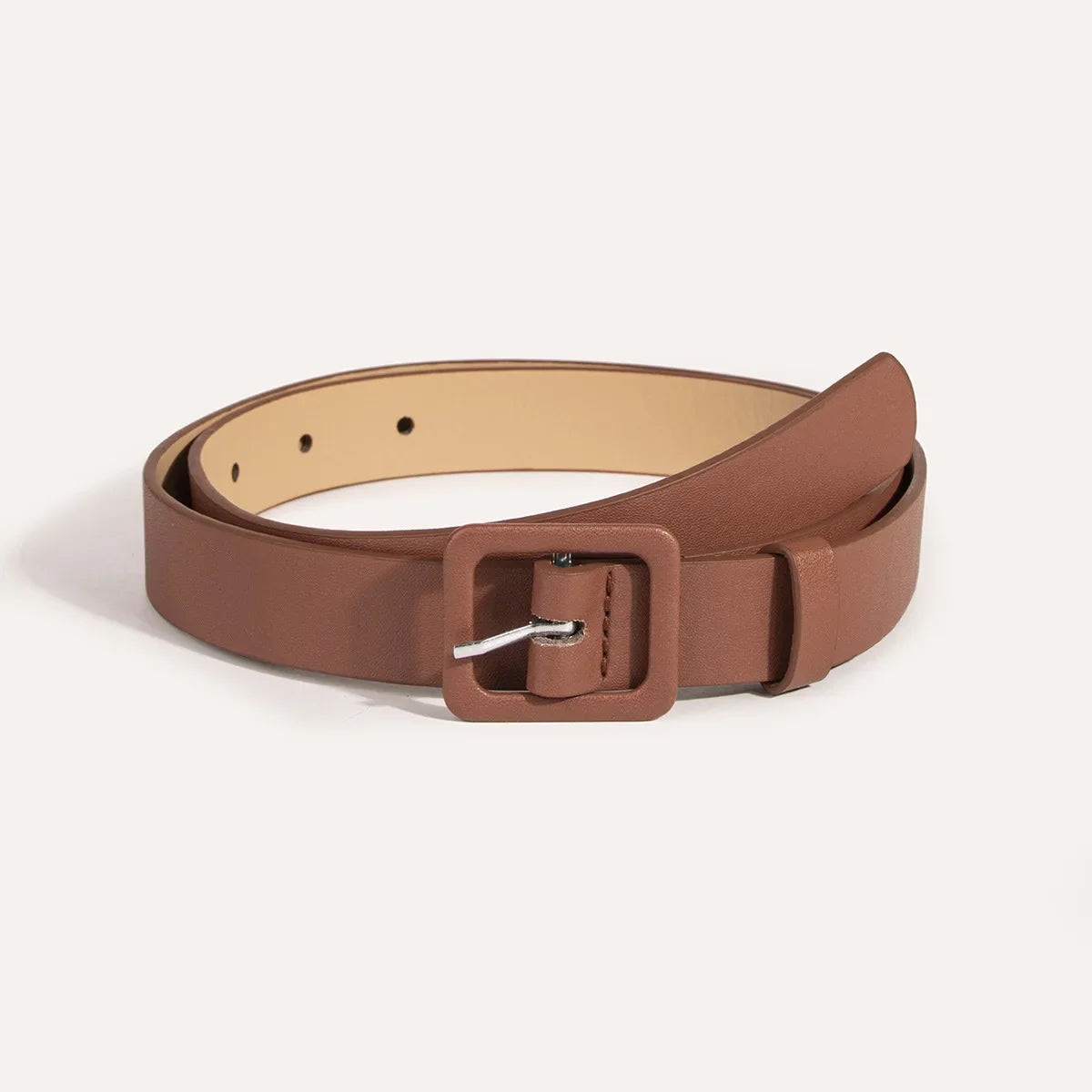 Women’s Square Buckle Belt PU Leather - camel / 100cm