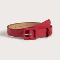 Women’s Square Buckle Belt PU Leather - red / 100cm