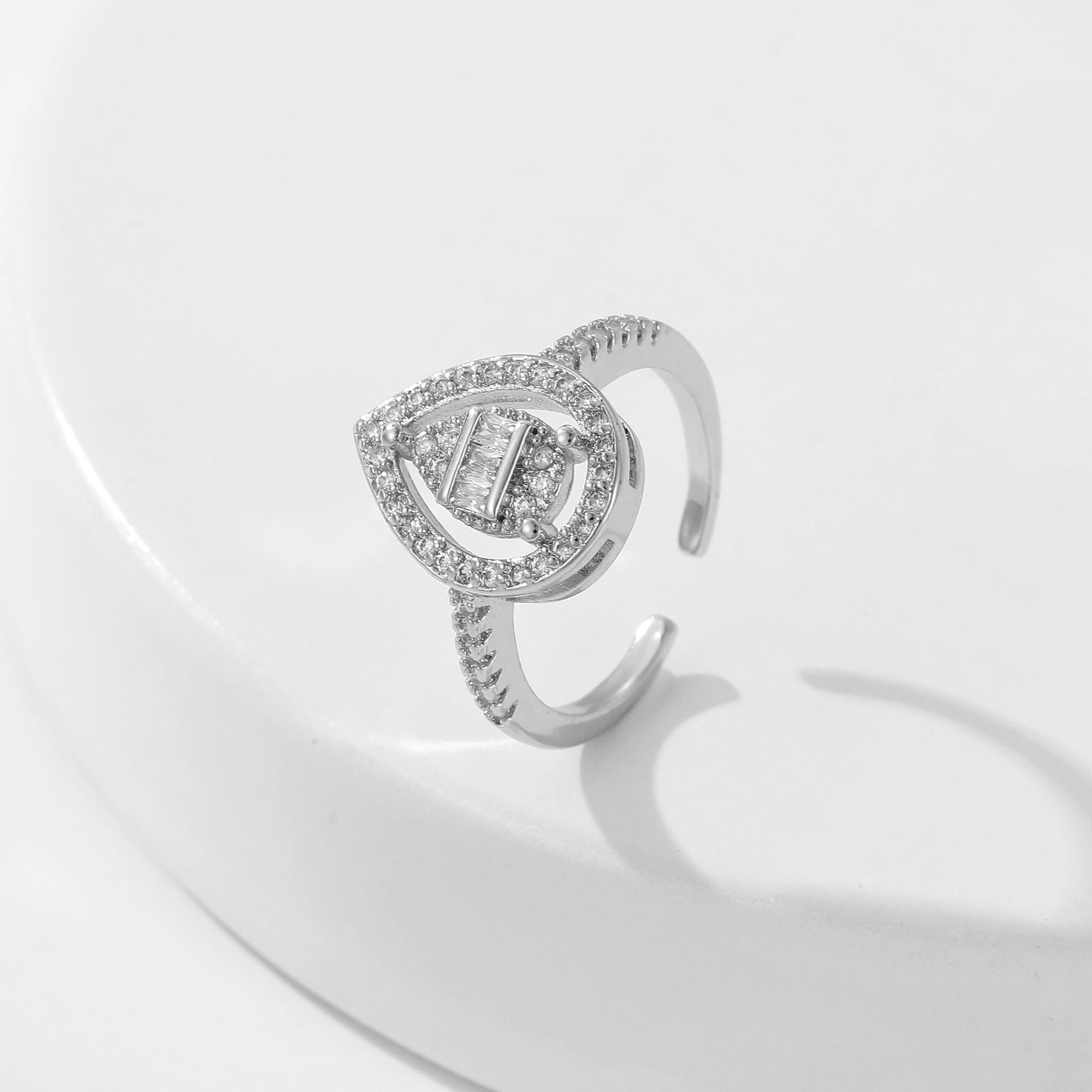 Women’s Square Full Rhinestone Zircon Ring - Style 4 Silver - electronic accessories